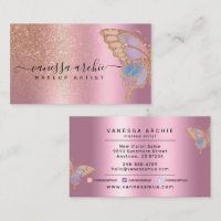 Rose Gold Glitter Metallic Foil Rainbow Butterfly