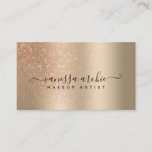 Rose Gold Glitter Metallic Gold Foil  Business Card