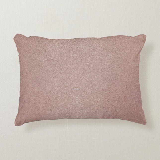 Rose Gold Glitter Metallic Pretty Girly Sparkly Decorative Cushion (Front)