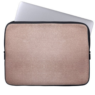 Rose Gold Glitter Metallic Pretty Girly Sparkly Laptop Sleeve