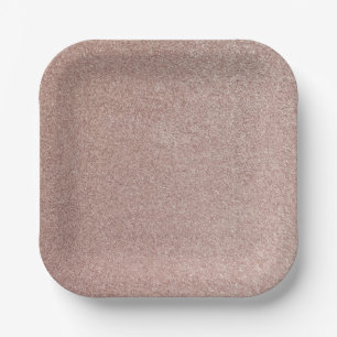 Rose Gold Glitter Metallic Pretty Girly Sparkly Paper Plate