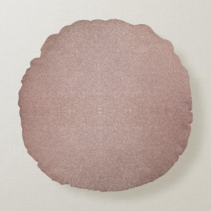 Rose Gold Glitter Metallic Pretty Girly Sparkly Round Cushion