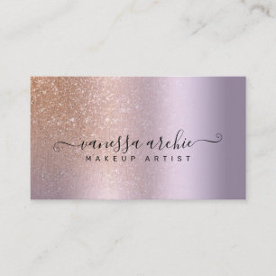 Rose Gold Glitter Metallic Purple Lavender Foil Business Card