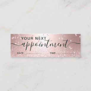 rose gold glitter metallic sparkle  appointment mini business card