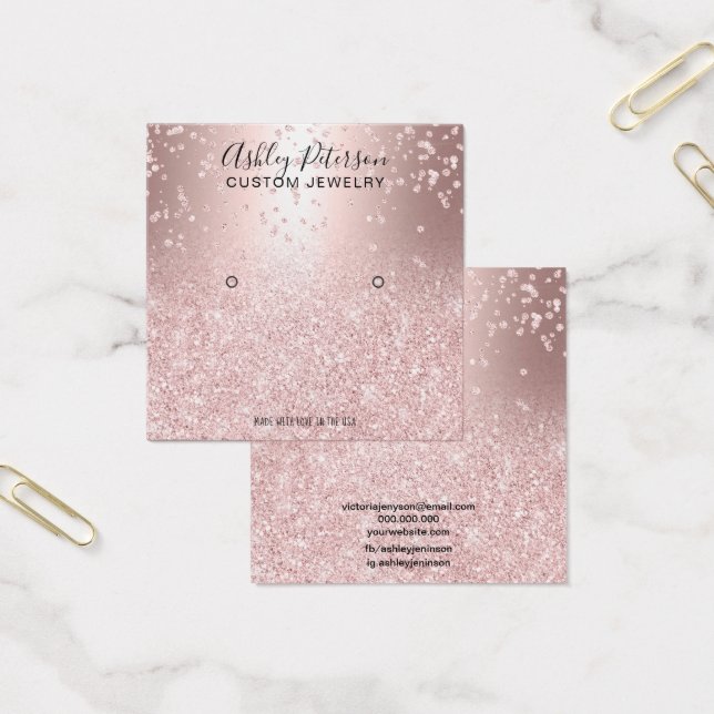 rose gold glitter metallic stud earring display (Office)