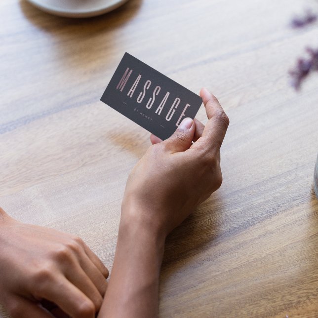 Rose Gold Glitter Minimalist Massage Therapist Business Card (Creator Uploaded)