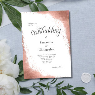 Rose Gold Glitter Modern Calligraphy Wedding Invitation