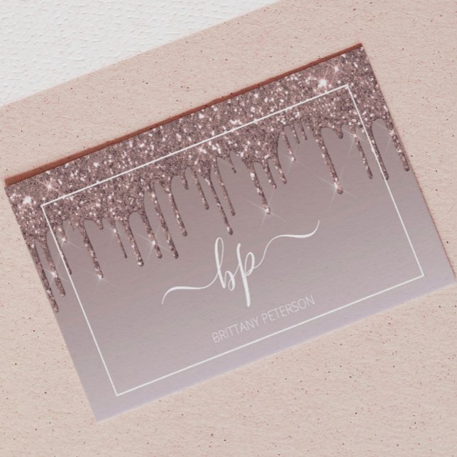 Rose Gold Glitter Modern Girly Makeup Artist Business Card (Creator Uploaded)