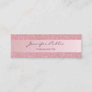 Rose Gold Glitter Modern Script Minimalist Elegant Mini Business Card