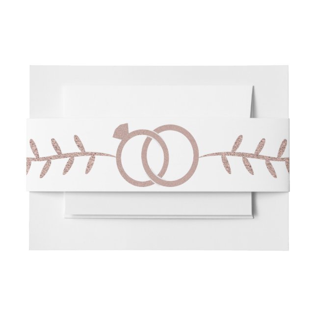 Rose Gold Glitter Modern Wedding Belly Band Invitation Belly Band (Front Example)