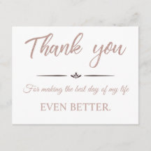 Rose Gold Glitter Modern Wedding Thank you Card