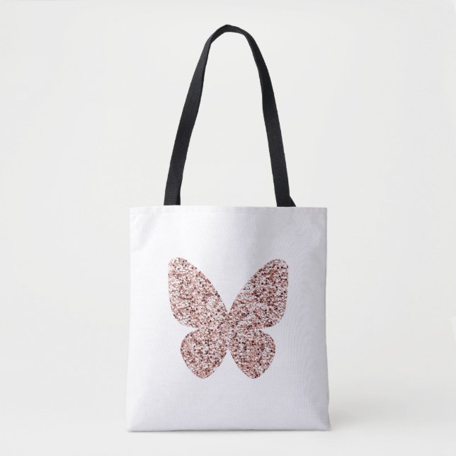 Rose Gold Glitter Monarch Clipart Cute Butterfly Tote Bag (Front)