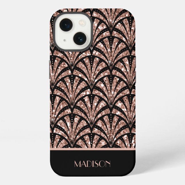 Rose Gold Glitter Monogram Art Deco Pattern Case-M iPhone Case (Back)