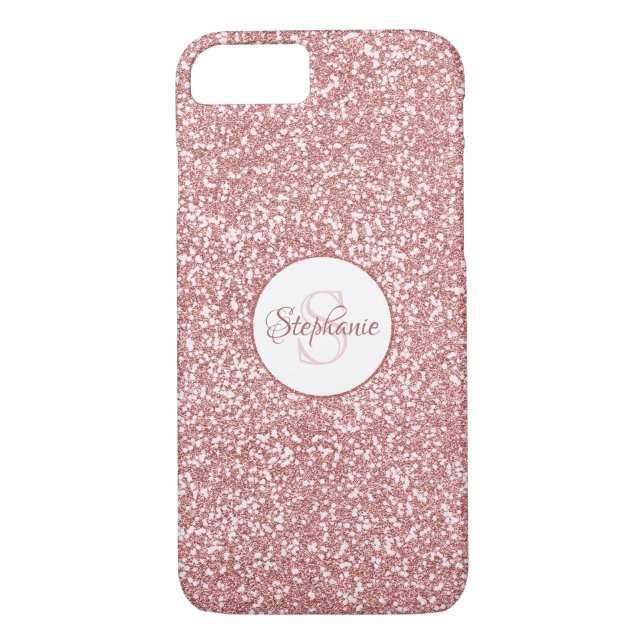 Rose Gold Glitter Monogram Case-Mate iPhone Case (Back)