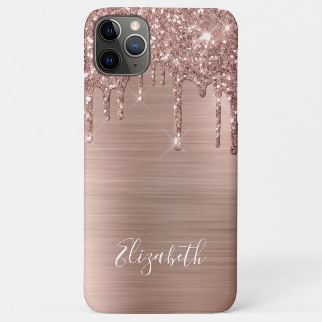 Rose Gold Glitter Monogram Case-Mate iPhone Case (Back)