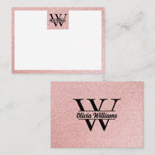 Rose Gold Glitter Monogram Girly Modern Sparkle Card