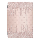 Rose gold glitter monogram initials pink luxury iPad pro cover (Front)