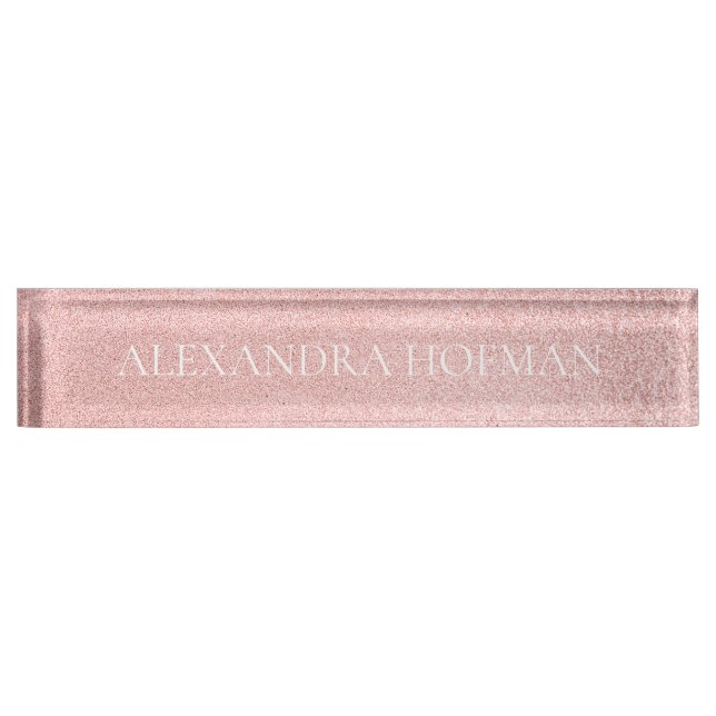 Rose gold glitter monogram luxury nameplate (Front)