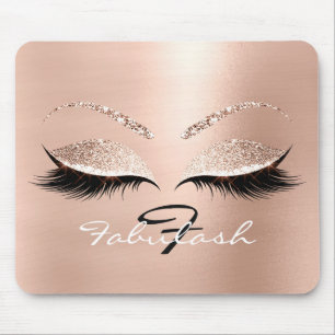 Rose Gold Glitter Monogram Name Beauty Lashes Pink Mouse Pad