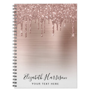 Rose Gold Glitter Monogrammed Notebook