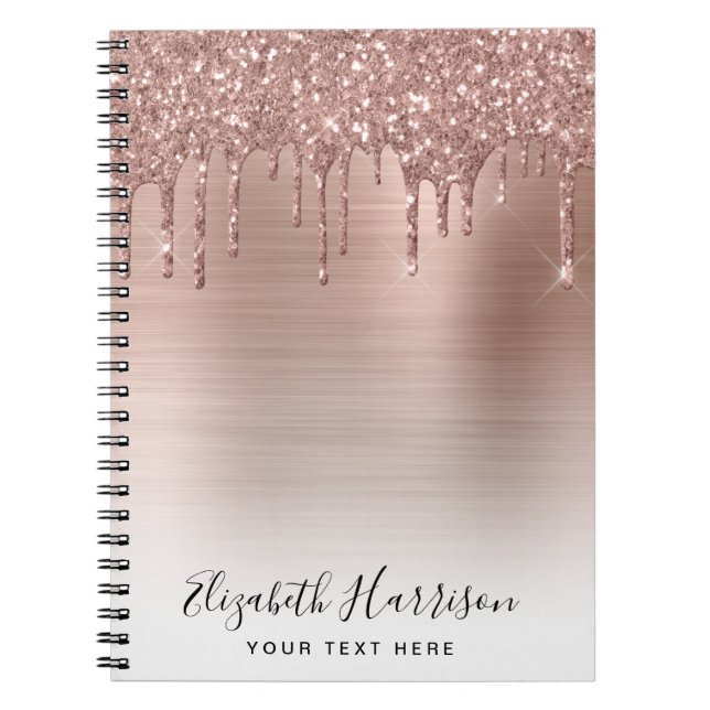 Rose Gold Glitter Monogrammed Notebook (Front)