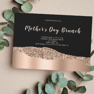 Rose Gold Glitter Mother's Day Brunch Invitation