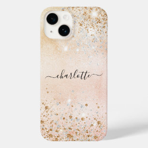 Rose gold glitter name Case-Mate iPhone 14 case