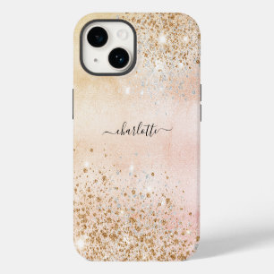 Rose gold glitter name iPhone 14 case