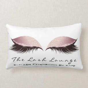 Rose Gold Glitter Name Makeup Lashes Beauty Lumbar Cushion
