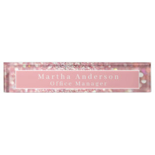 Rose Gold Glitter Nameplate
