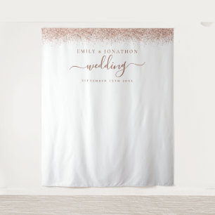 Rose Gold Glitter Names Wedding Photo Background Tapestry