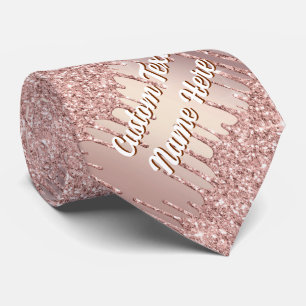 Rose Gold Glitter Neck Tie Personalised Text Name