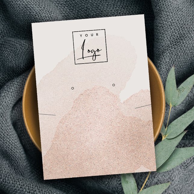 Rose Gold Glitter Necklace Earring Logo Display Business Card (Creator Uploaded)