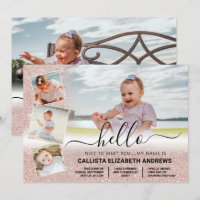 Rose Gold Glitter Ombre Birth Photo Collage