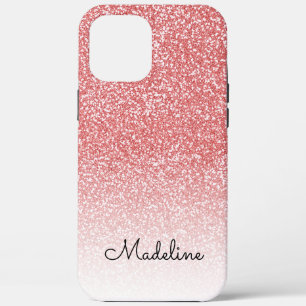 Rose Gold Glitter Ombre Black Script Name iPhone 12 Pro Max Case