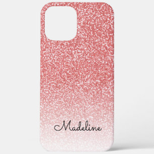 Rose Gold Glitter Ombre Black Script Name iPhone 12 Pro Max Case
