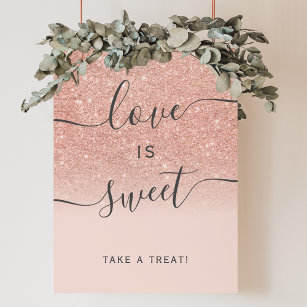 Rose gold glitter ombre blus love is sweet poster