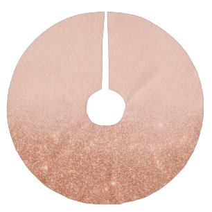 Rose Gold Glitter Ombre Christmas Holiday Brushed Polyester Tree Skirt