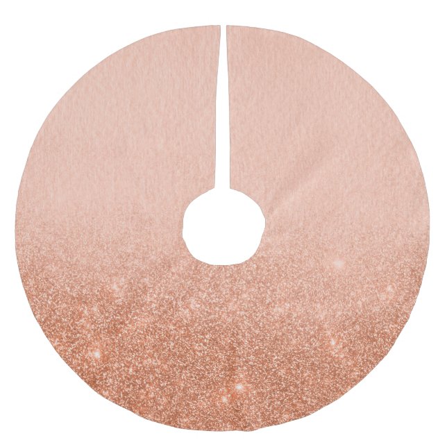 Rose Gold Glitter Ombre Christmas Holiday Brushed Polyester Tree Skirt (Front)