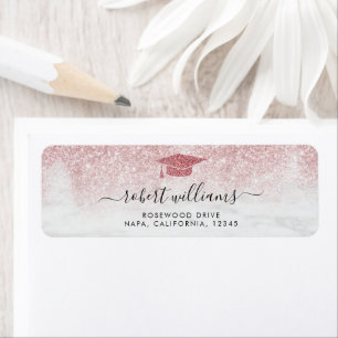 Rose Gold Glitter Ombre Graduation Return Address Label