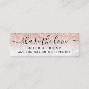 Rose gold glitter ombre marble chic referral card