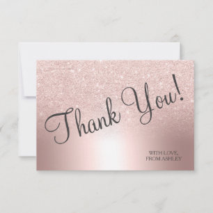 Rose gold glitter ombre metallic foil thank you