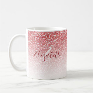 Rose Gold Glitter Ombre Modern Monogram Coffee Mug