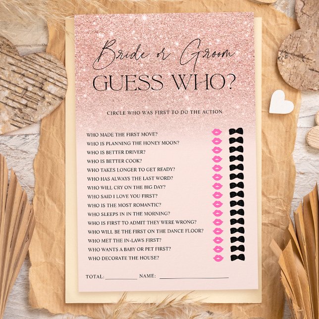 Rose gold glitter ombre pink guess Bridal game (Creator Uploaded)