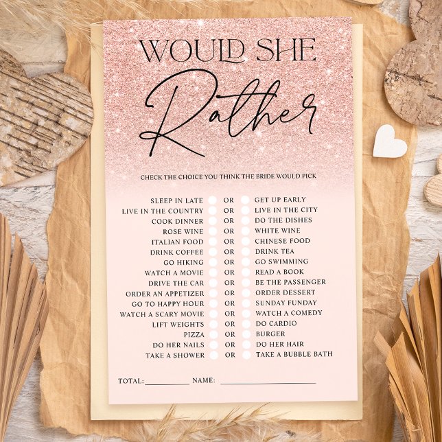 Rose gold glitter ombre pink rather Bridal game (Creator Uploaded)