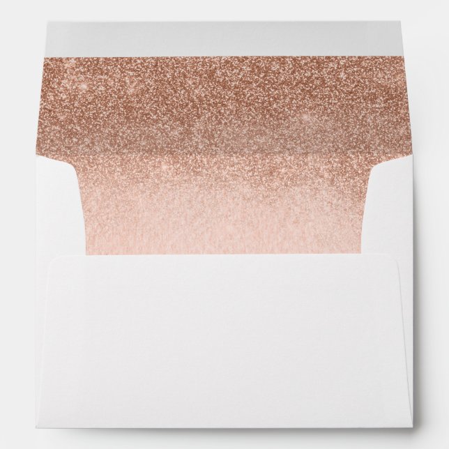 Rose Gold Glitter Ombre Sparkle Wedding Envelope (Back (Bottom))