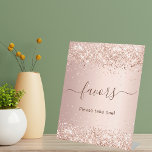 Rose gold glitter party favor pedestal sign<br><div class="desc">A faux rose gold metallic looking background with faux glitter dust. Favors is written with a modern hand lettered style script with swashes.</div>
