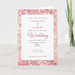 Rose Gold Glitter Pattern Elegant Simple Photo Invitation