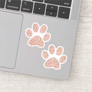 Rose Gold Glitter Paw Prints