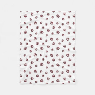 Rose Gold Glitter Paw Prints Pattern Fleece Blanket